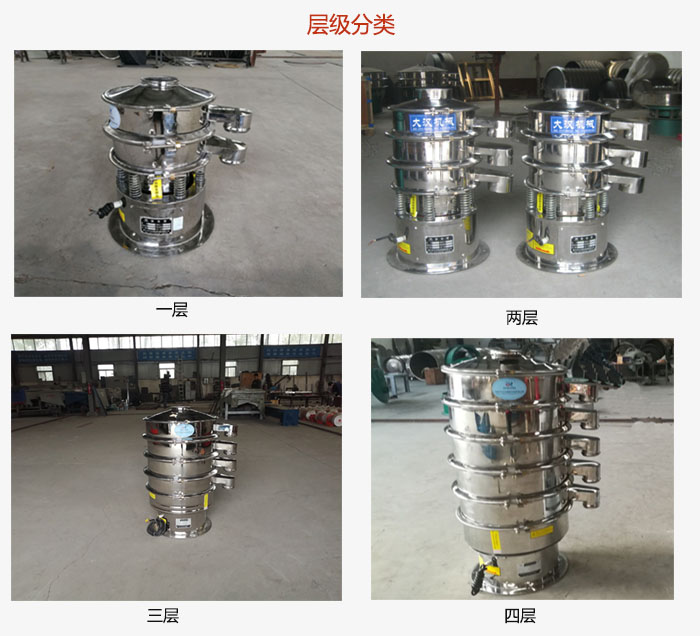 小型不銹鋼振動篩層級展示:一層,兩層,三層,四層等。