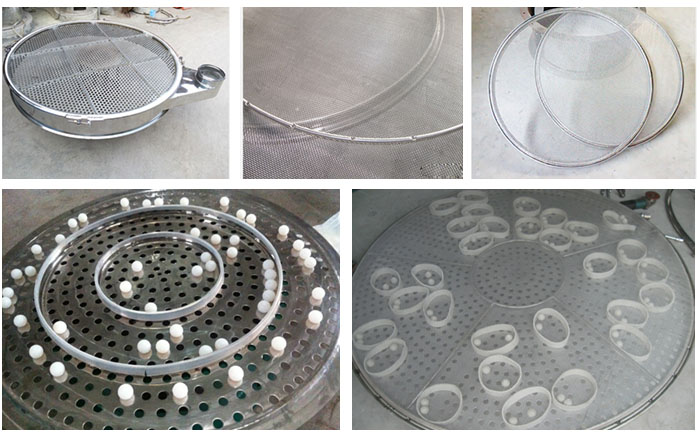 旋振篩換網1，去除舊網。2，將新的篩網平鋪在網架上。3，用束環固定篩網。3，拉緊篩網并擰緊束環，換網完成。