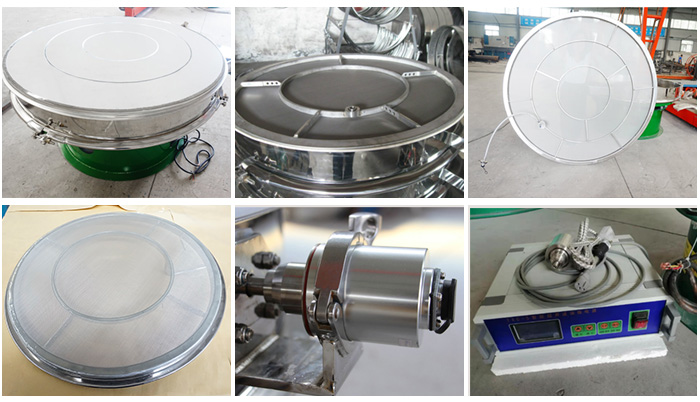 超聲波旋振篩網(wǎng)架，篩框，超聲波換能器，超聲波電源等細(xì)節(jié)展示。